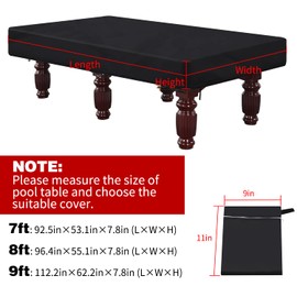 7/8/9 Foot Billiard Pool Table Cover, Waterproof&Tearproof Cover for Pool Table with Storage Bag, Indoor Outdoor All Season Sun Rain Snow Dust Protection Snooker Table Covers (7ft)