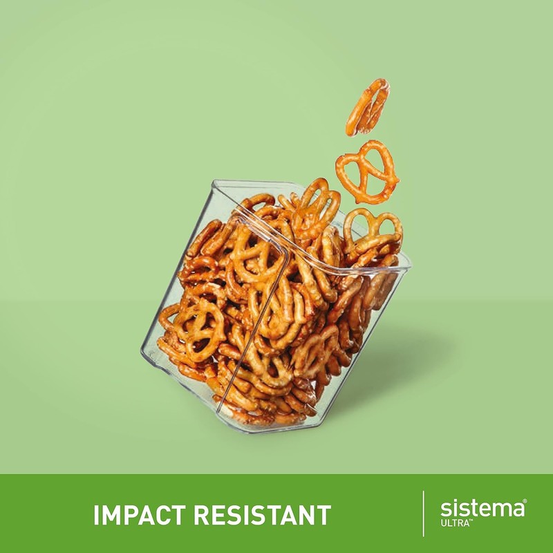 Sistema J7S95 Ultra Square Food Container, 460ml, Black, Brown/Tan