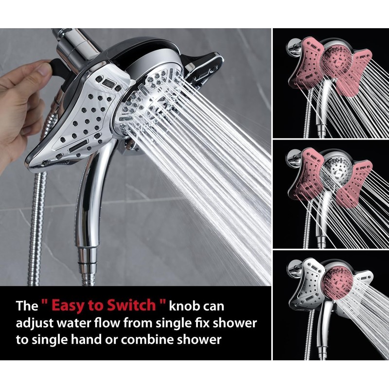 GRICH 2.5GPM Shower Head with Handheld Spray Combo: 2 in