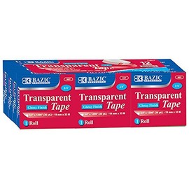 Bazic Tape Refill, Transparent Tape, 3/4" x 1296", 12 Rolls
