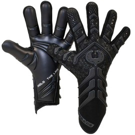 Renegade GK Apex Black Professional Strapless Goalie Gloves | 4mm EXT Contact Grip | Black Soccer Goalkeeper Gloves (Size 12, Adult, Evo Negative Cut, Level 5.5)