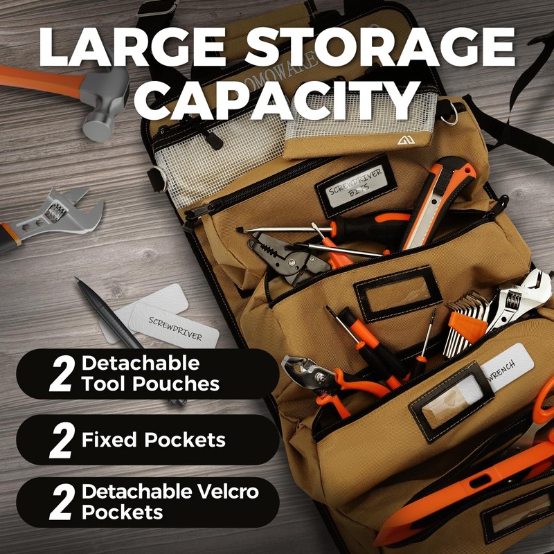 COMOWARE Roll Up Tool Bag, 600D Oxford PVC Coated Tool