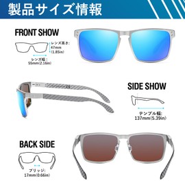 DUCO 8208 Men's Sunglasses, Polarized Sunglasses, Premium Carbon Fiber Material, For Driving, Fishing, Sunglasses, UV Protection, Wellington, Stylish, silver-blue