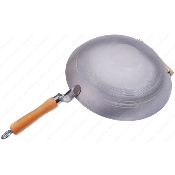 12 Inches Carbon Steel Wok with Helper Handle (Round Bottom), 14 Gauge Thickness, USA Made