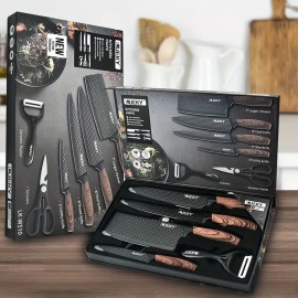 Unbranded Stainless Steel Kitchen Knives Set 6pc Chef Knife Set Wooden Handle