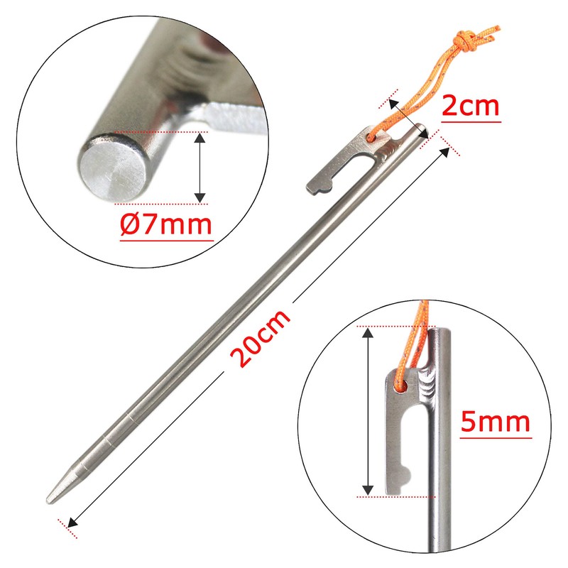 Titanium Pegs, 7.9 inches (20 cm), Titanium Alloy, Tarp Pegs,