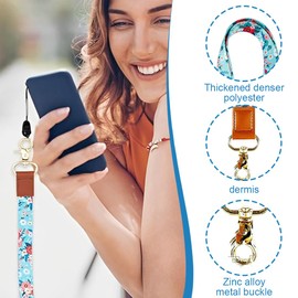 MEXRUMI Lanyard, Lanyard for Keys, Double-Sided Print, Neck Strap Keychain for Keys, ID Badge Card Holder, ID Cover (Blue Flower)