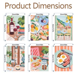 JATOK Paint by Numbers for Adults, Paint by Numbers, DIY Dining Table with Brushes and Acrylic Paints, Hand Painted Oil Painting Canvas for Home Decor, Without Frame, 25 x 35 cm, Pack of 6