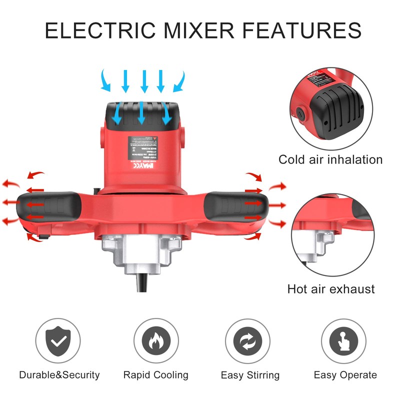IMAYCC Cement Mixer, 2100W Electric Concrete Mixer with 6 Speed,