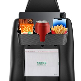 Volumoon Drink Holder Car Back Seat Headrest, Car Organiser Back Seat, Car Seat Organiser with Drink Holder + 3 Hooks, 20 Drivers Bin Liners, Car Rear Seat Cup Holder for Other Utensils