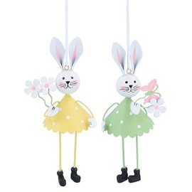 Gisela Graham Tin Bunny Easter Decorations - set of two