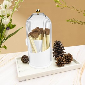 360° Rotating Makeup Brush Holder with Lid, Waterproof and Dustproof Storage Organizer for Cosmetic Tools and Lipstick for Vanity, Bathroom, Bedroom, Desktop (Green) - Color: Style-B