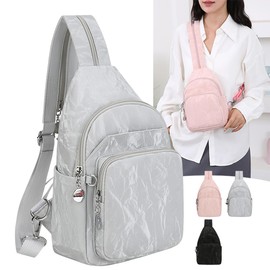 Mini Backpack for Women Small Backpack Purse Ladies PU Leather Bookbag Chest Pack (silvery)