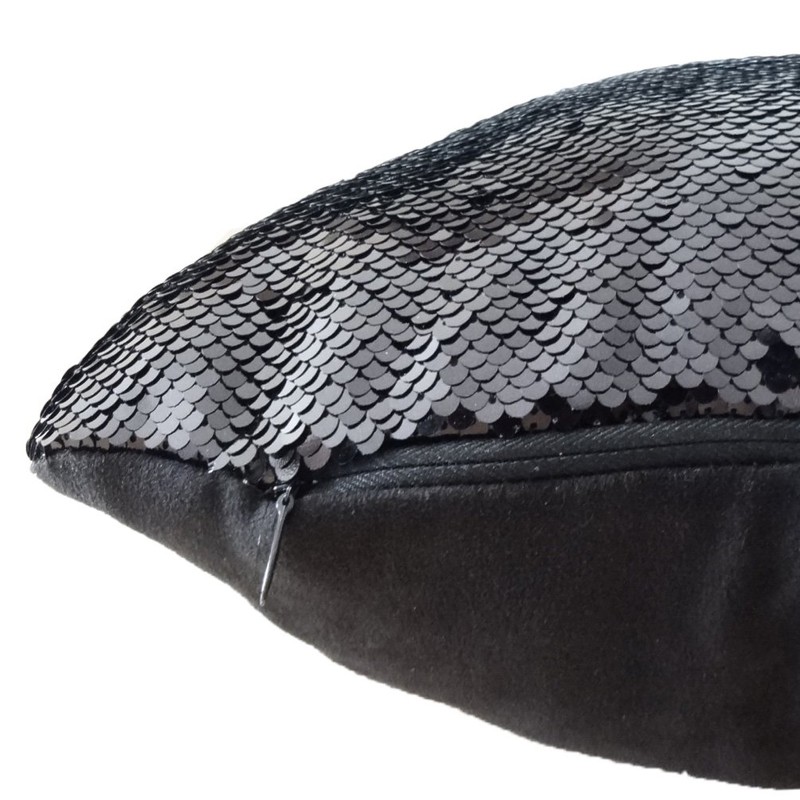 San Tungus 14"x14" Black and Silver Mermaid Throw Pillow,Two-Color Reversible