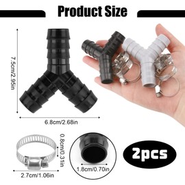 teasteam 2 Way Y Splitter for Waste Pipes Connector for Washing Machine and Dishwasher Hose 16-27mm Diameter Plastic Hose Connector Includes Three Hose Clamps Universal Dishwasher Drain Pipe Splitter