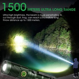 Rechargeable Flashlight High Lumens, High Lumens Super Bright Magnetic Flash Light, Long-Range Zoomable LED Flashlights for Emergency, Waterproof Flashlight Dimmable, Green,1PC