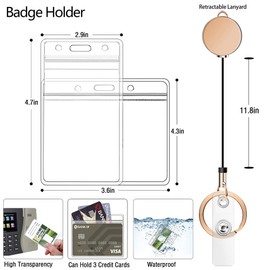 2PCS Retractable Lanyards for ID Badges and Keys, Cute Breakaway Teacher Lanyard with Badge Holders and Reels, Silicone Beaded Lanyard for Women, Nurses, Office with 4 Waterproof Card Holders