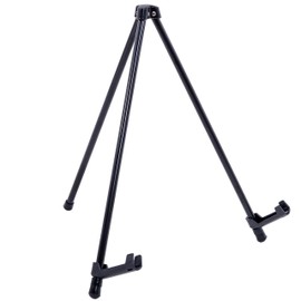 U.S. Art Supply 14" Tall Black Steel Tabletop Display Easel - Small Portable Tripod Stand with Adjustable Holders - Metal Easel Stand for Sign Displays, Pictures, Posters, Painting