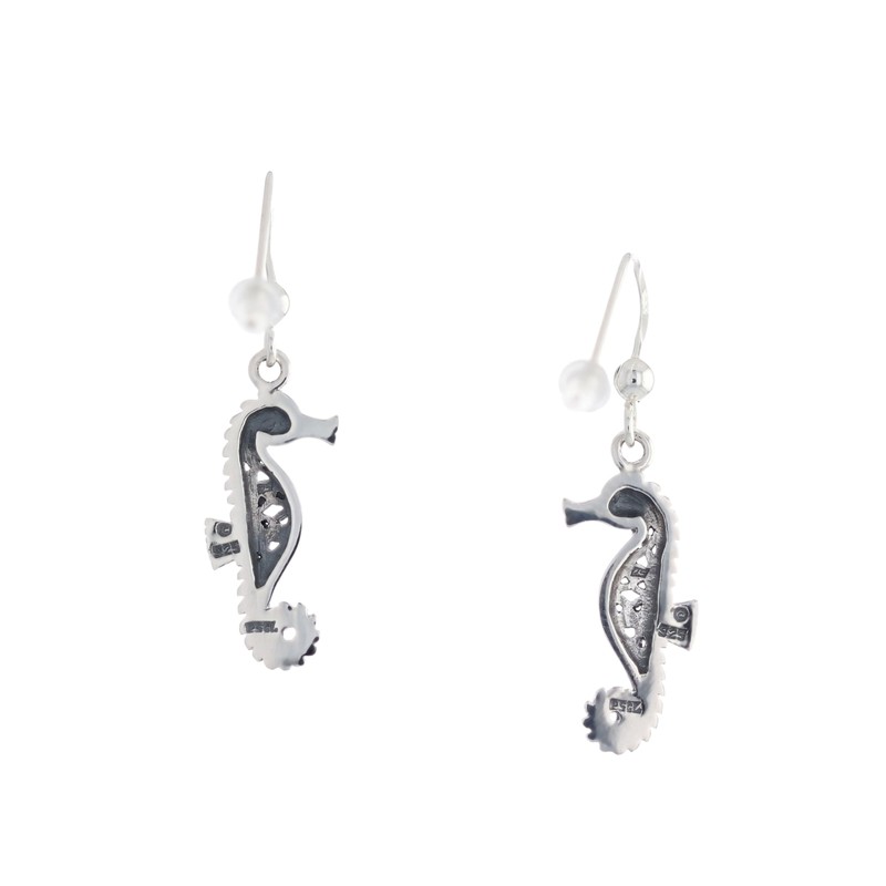 Jewelry Trends Sterling Silver Celtic Knot Seahorse Dangle Earrings