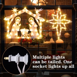Marchpower Christmas Window Silhouette Lights 2 Pack, Lighted Nativity and Bethlehem Star for Window Decorations, Nativity Window Lights for Christmas, Holiday, Home, Indoor, Patio, Wall, Door Decor