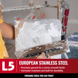 LEVEL5 11.5" x 4.75" 0.7 MM Flat Drywall Trowel | Triple-Hardened Stainless Steel, High-Impact Handle | Sheetrock Gyprock Wall-Board Plasterboard | 4-960