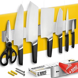 Knife Magnetic Strip 16 inch with Adhesive – Magnetic Knife Holder for Wall no Screws – Magnetic Knife Block Use as Kitchen Utensil Holder, Knife Bar, Knife Rack, Kitchen Organizer and Tool Holder