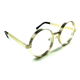 Dweebzilla Round Oversized Eyeglasses/Clear Lens Sunglasses - Thick Bold Frames (Gold, Clear)