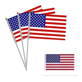 American Flag Mini Small US USA Handheld Stick Flags 5.5x8.3 Inch 10 Pack