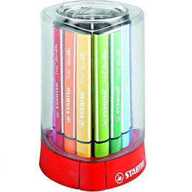 Triangular Fibre-Tip Pen - STABILO Trio Scribbi - Deskset of 12 - Assorted Colours