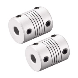 sourcing map 6 mm to 6 mm Aluminium Alloy Rod Flexible Coupling Motor Plug Connection L25 x D19 Silver Pack of 2