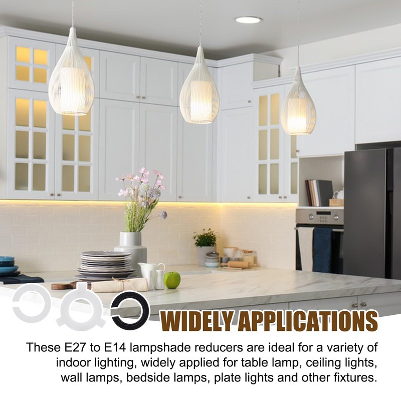 6Pcs Plastic Lampshade Reducer Ring Set, E27 to E14 Lampshade
