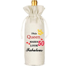 50th Birthday Gifts for Women, 50th Birthday Party Decoration Wine Favour Bag, Wine Bag Gift for Wife 50 Years Old, Wine Gifts for Friends Sisters Mother Grandma