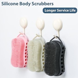 MtBoi Exfoliante Corporal de Silicona de Doble Cara, Cepillo 2 En 1 para Champú Corporal, Esponja de Lufa de Silicona para Todo Tipo de Piel, Masajead