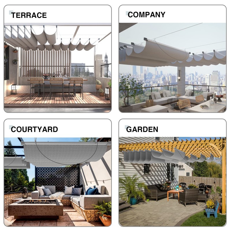 ECOOPTS 4'x5' Retractable Wave Sun Shade Canopy Pergola Cover Shade