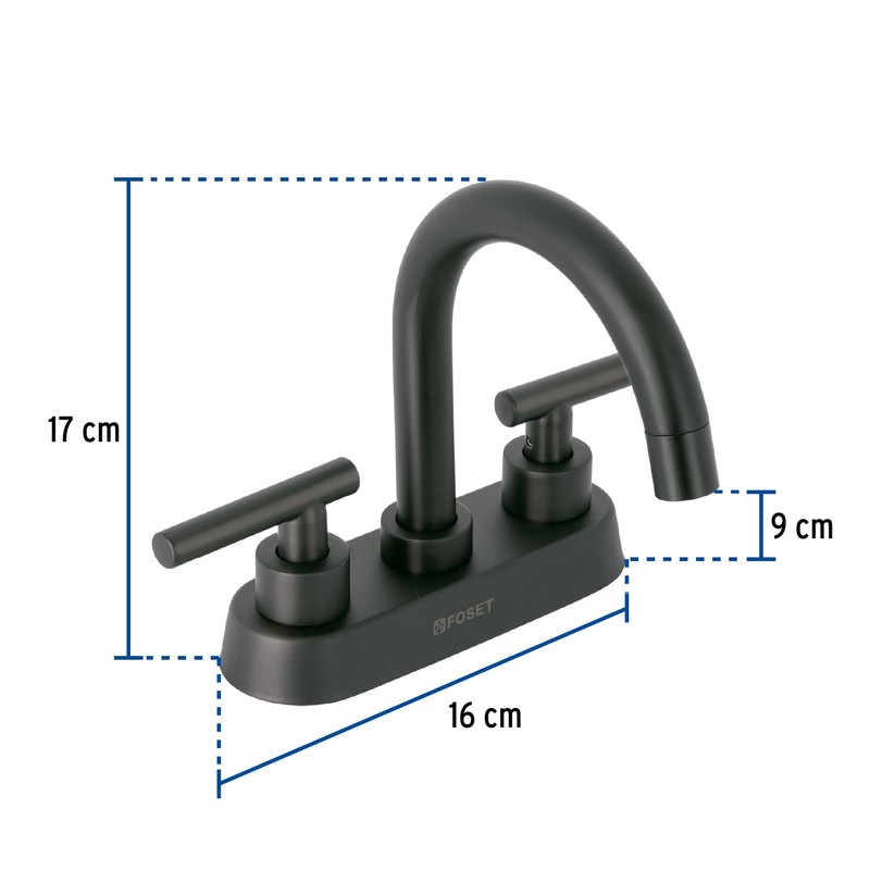 Foset Tubig TBM-62M, Mezcladora para lavabo,tipo bar, manerales palanca, negro
