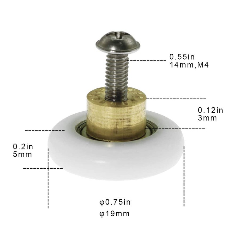 4PCS Shower Door Rollers Runners Wheels Replacement Part Bathroom Glass