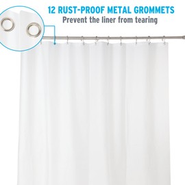 Amazer Shower Curtain Liner, 72 Inches W x 72 Inches H EVA 5G Bathroom Plastic Shower Curtain with 3 Magnets and 12 Grommet Holes-Frosted