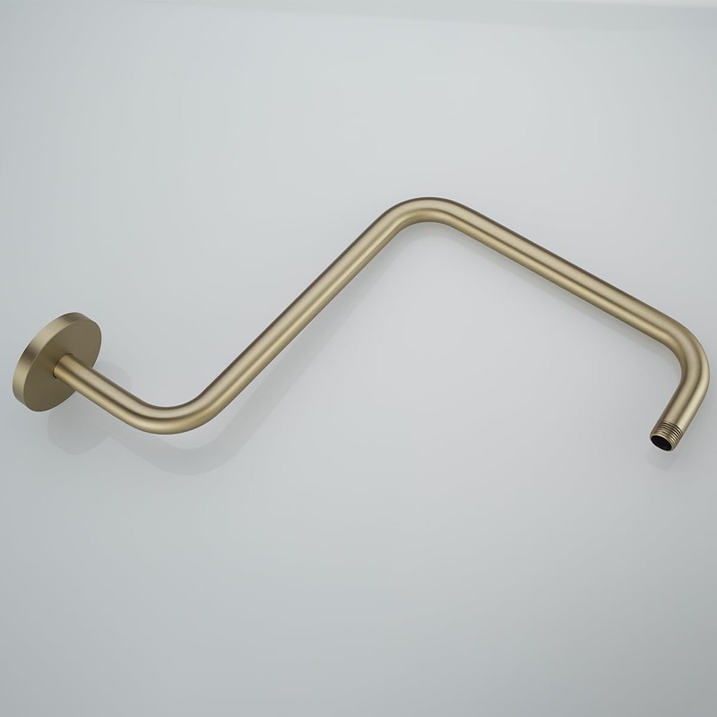 RANDOM 16 inch Brushed Gold Shower Head Riser Pipe,S Shaped
