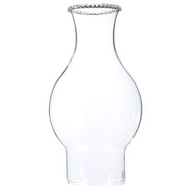 B&P Lamp® 3 Inch by 4 3/4 Inch Bulge by 8 1/2 Inch Clear Glass Chimney with Bead Top Design for Vintage and Antique Style Globes