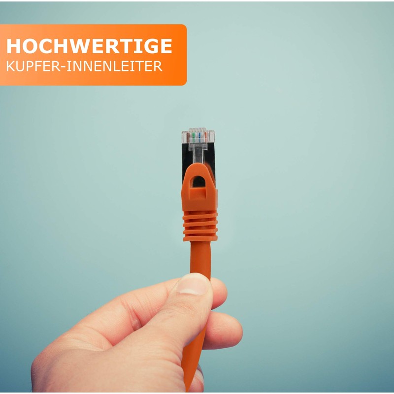 1aTTack.de 3,0m - orange - 1 Stück CAT.7 Netzwerkkabel Patchkabel