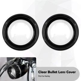 HCmotorku Motorrad-Blinker-Licht-Objektivabdeckung, Bullet-Blende, passend für Harley Touring Road King Street Glide Sportster Softail Dyna 2000–2025, 2 Stück, helles Schwarz und transparent