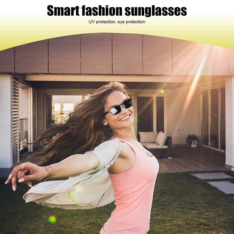CatXQ Smart Glasses,Wireless Bluetooth,IP5 Waterproof,Bone Conduction Sound (Music&Call) for All