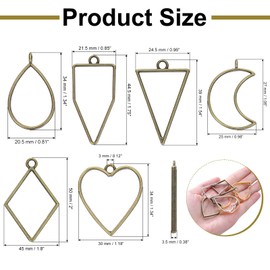 uxcell 30Pcs Alloy Open Bezel Pendants, Hollow Frame Pendant Geometric Open Back Frame Pendant for Resin Jewelry Making Earrings Necklace Bracelet DIY, 3 Color Mixed