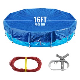 20Ft Pool Covers for (16Ft) Above Ground Pools, Winter Pool Cover,Heavy Duty Above Ground Pool Cover Includes Winch and Cable,UV Protection, Strength&Durability,Blue/Black(Cover Only)