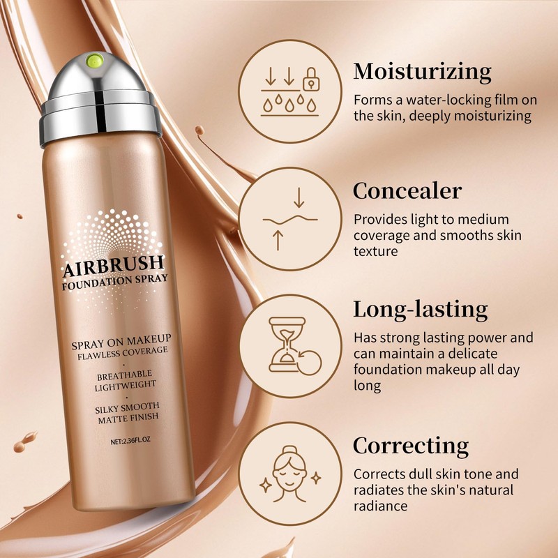 QIUFSSE Air Brush Makeup Foundation,Silk Flawless Airbrush Makeup,Buildable Coverage Foundation