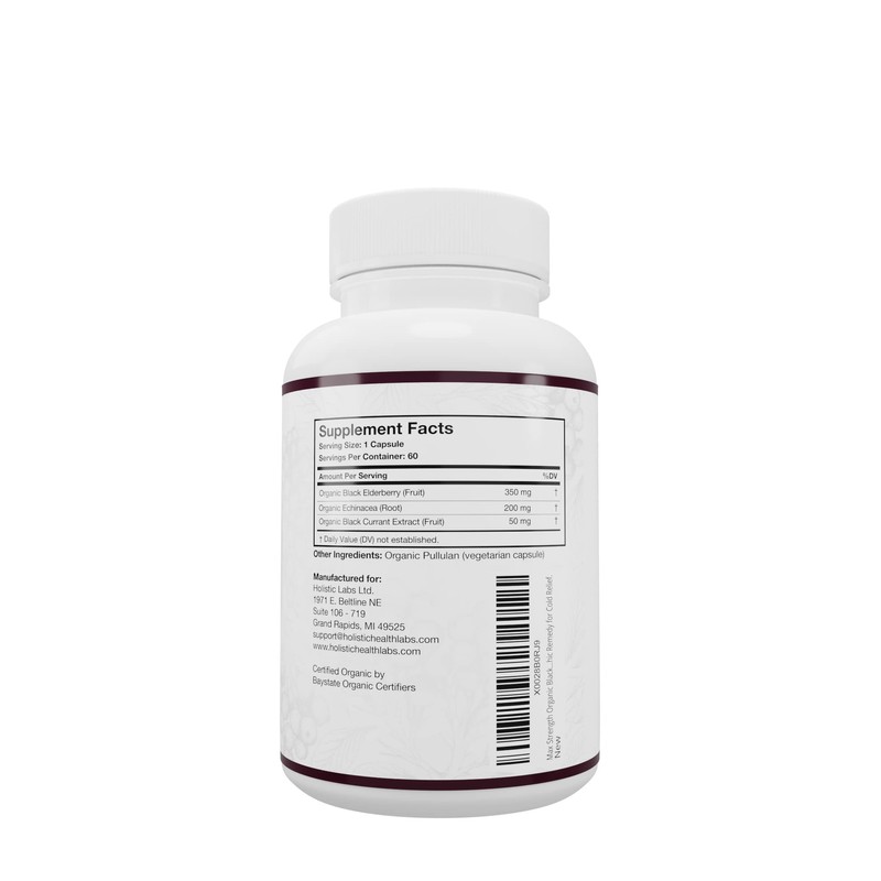 Max Strength USDA Organic Black Elderberry, Black Currant Extract &