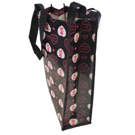 Fat-catz-copy-catz Eco Friendly Black Love Hearts Lunch Shopping Bag 30x25x9cm