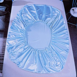 Only Silky Satin Fitted Sheet Classic Luxury Silky Soft Solid Color Cyan King (150/160 x 200 + 30 cm)