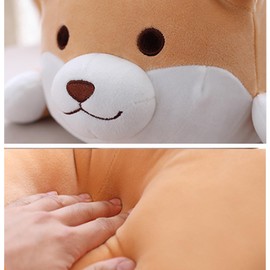 Levenkeness Shiba Inu Dog Plush Pillow, Cute Corgi Akita Stuffed Animals Doll Toy Gifts for Valentine's Gift, Christmas,Sofa Chair, Brown Round Eye, 22.8"