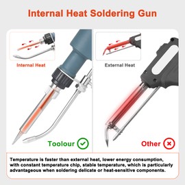 6 in 1 Soldering Gun Solder Iron Kit, 60W 110V Temp Adjustable Automatic Hand-held Solder Feeding Welding Gun with Tin Wire, Tweezers for Electronic Circuit Board Repair Rework DIY
